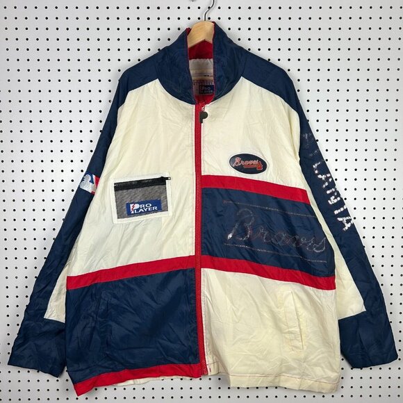 Vintage Atlanta Braves Windbreaker‎ Jacket Sz XXL 2XL Pro Player MLB 90s Faded - Picture 4 of 8